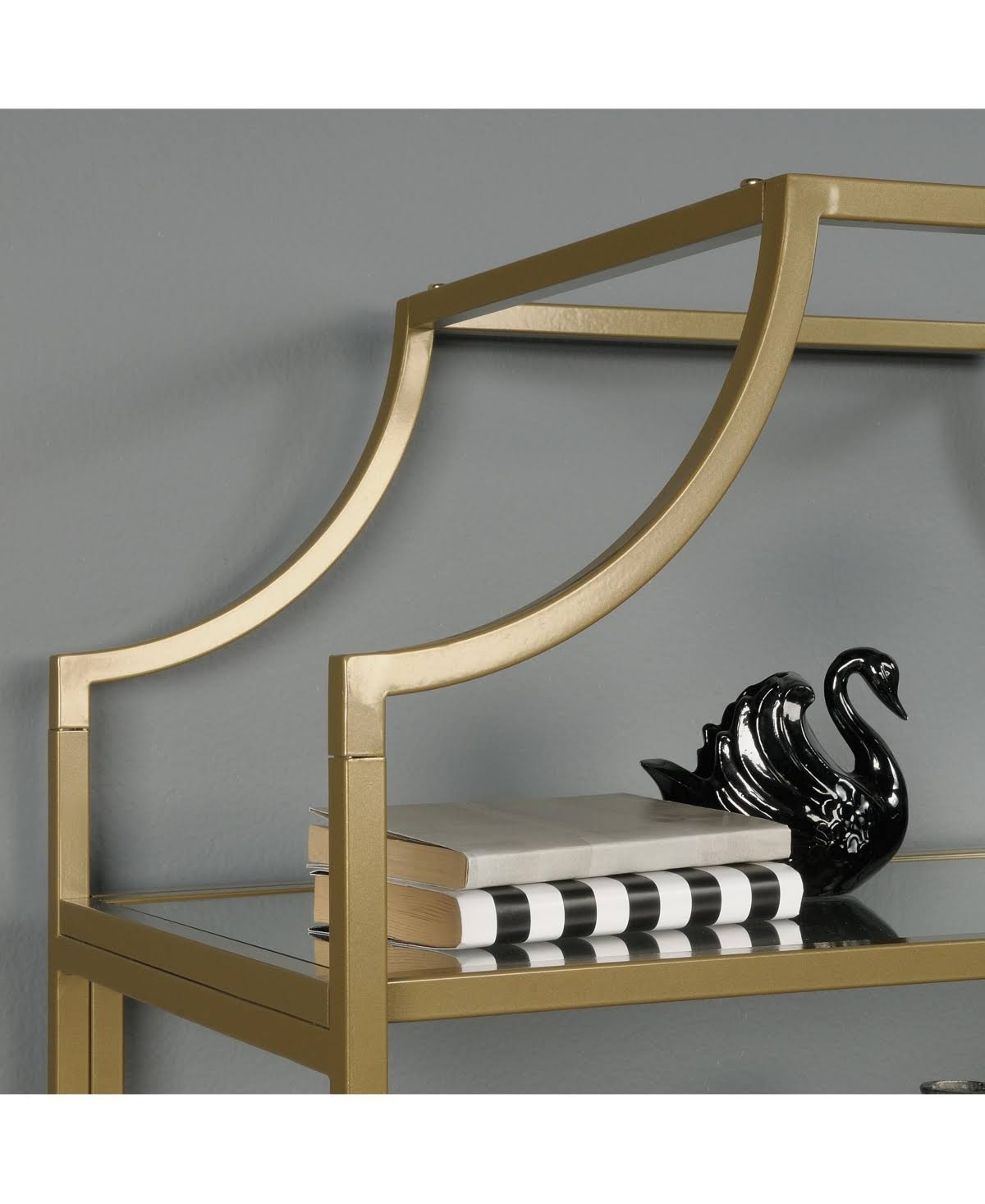 Sauder International Lux 5 Shelf Bookcase, Satin Gold