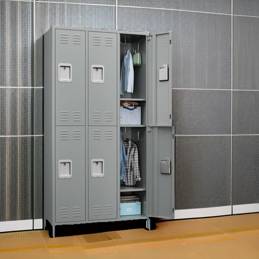 METAN Metal Storage Locker for School Office Gym Bedroom, 12 Doors Locker Cabinet for Employees, Industrial Steel Storage Locker with 12 Hooks, Assembly Required (12 Door-Light Gray)