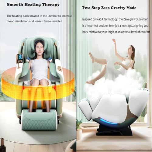 Massage Chair Full Body, Shiatsu Heated Electric 3D Zero Gravity Massage Chair 4D with LCD Controller,with Bluetooth Speaker,Green