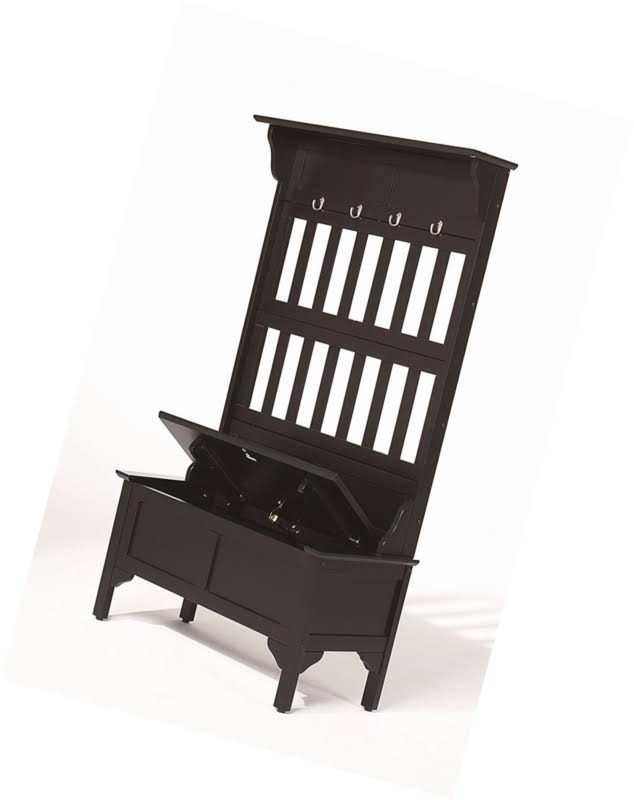Home Styles Hall Tree u0026 Storage Bench (Black)