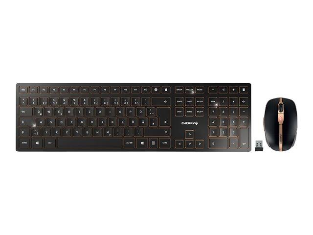 CHERRY DW 9000 SLIM Wireless 2.4 GHz-Bluetooth 4.0 Keyboard and Mouse Combo - Bronze/Black