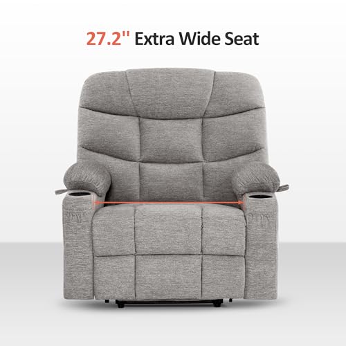 MCombo Power Lift Recliner Chair with Extended Footrest for Elderly People, Fabric 7287 (Navy Blue, Medium)