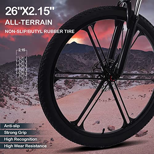 26" Electric Bike for Adult, 350W 36V/10A Adult Electric Bike Foldable with Hide Removable Battery, E-Commuting Mountain Bicycle 7 Speed Manual Shimano Gears