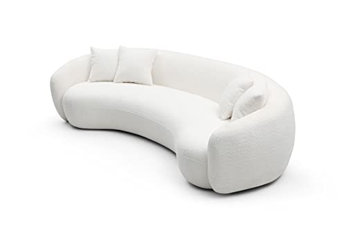 Couch Contemporary Half-Moon Curved Symmetrical Modular Sectional Sofa for Living Room, 6 Toss Pillows Included, 140.94”Lx 41.73”Wx 33.46”H, Ginger