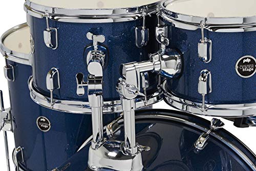 Pacific Drums Center Stage Complete Drumkit, 5 Drum Set, Iridescent Black Sparkle, 7x10, 8x12, 14x16 Floor, 16x22 Kick, 5x14 Snare (PDCE2215KTIB)