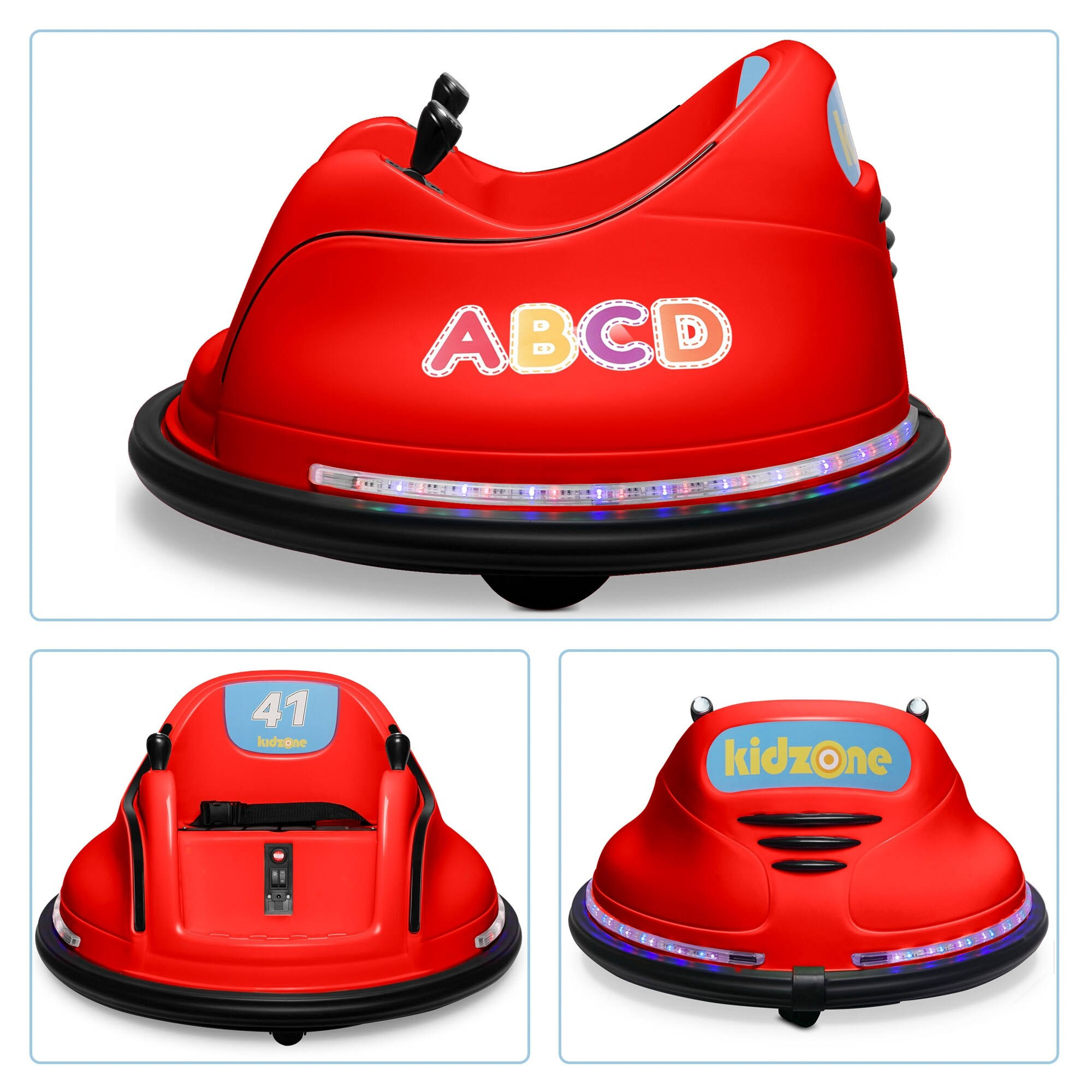 Kidzone 12V 2 Speed Bluetooth Music Kids Toy Electric Ride on Bumper Car 360 Spin Battle Vehicle with Remote Control, DIY Race#0