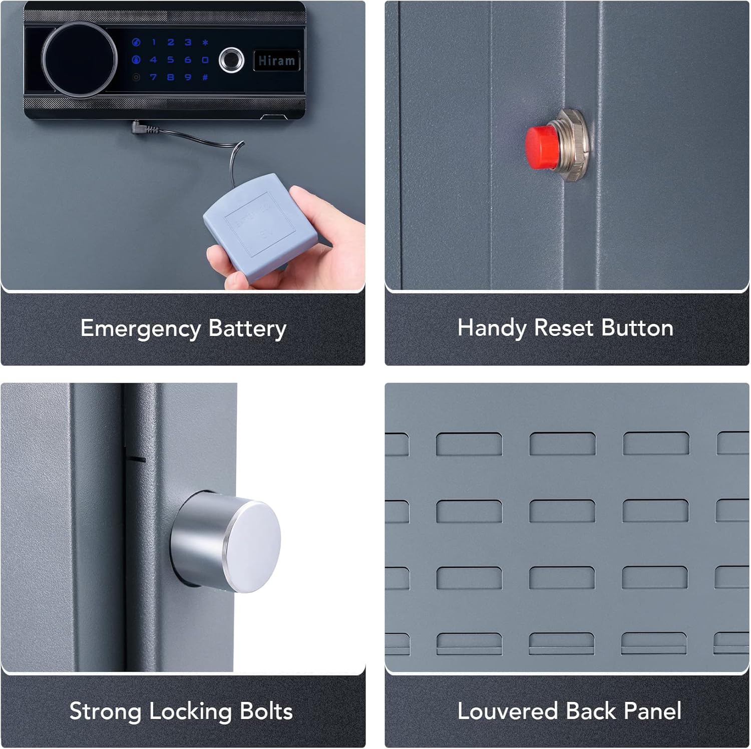 HIRAM Large Gun Safe for Home Rifle and Pistols, Biometric Gun Safe Cabinet with Fingerprint Keypad Locks Adjustable Racks Shelf Alarm, Assemble Case for 6 Long Guns 12 Handguns Shotguns, 56*20*15 In