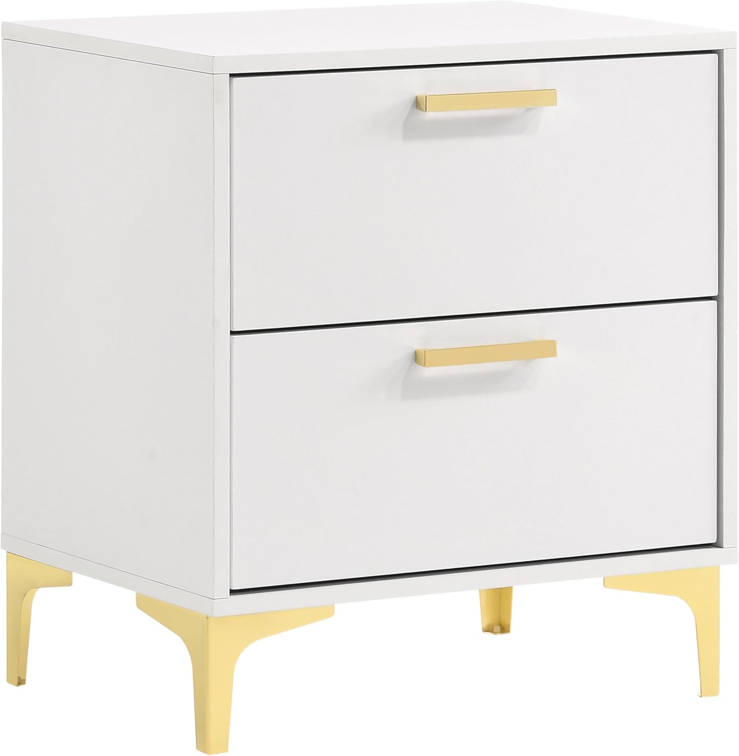 Coaster Home Furnishings Kendall 5-piece Modern Bedroom Set Queen Size Upholstered Tufted Bed Frame Velvet Upholstery Nightstand Dresser Mirror and Chest White 224401Q-S5