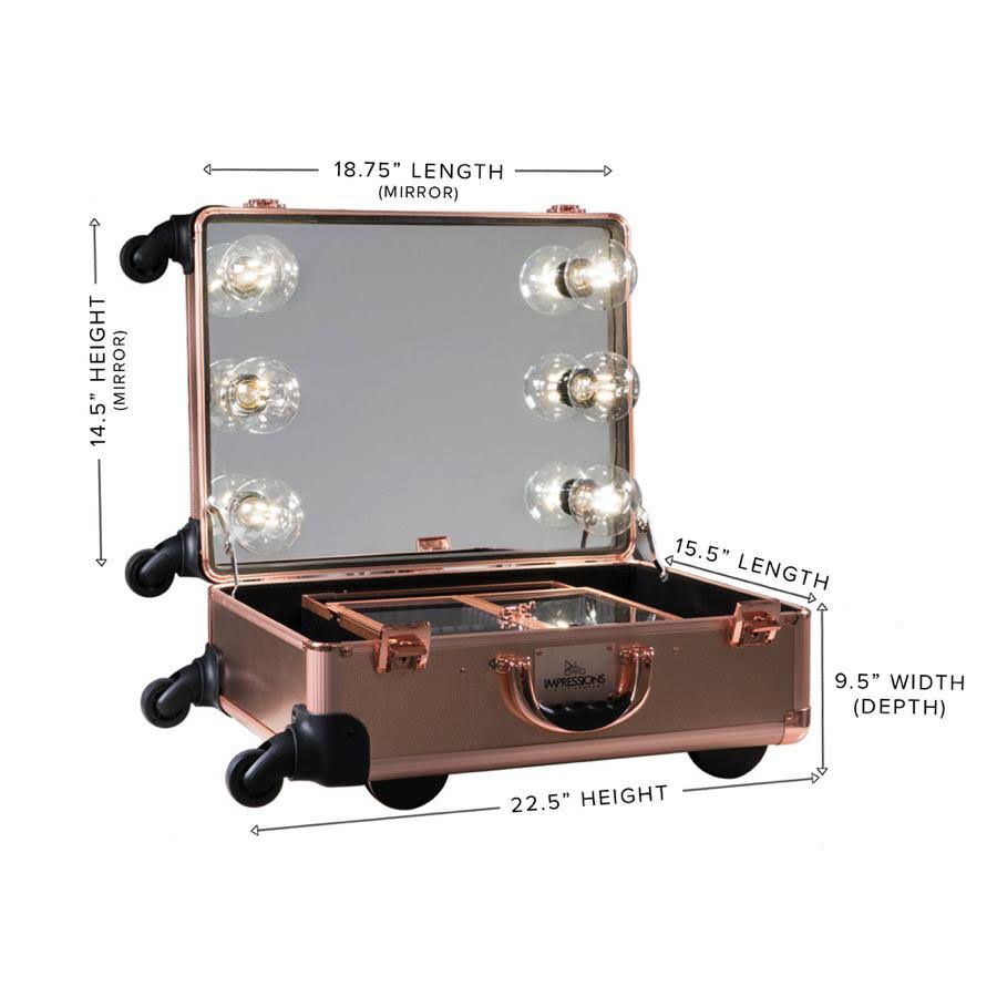 SlayCase XL Vanity Travel Train Case in Rose Gold Bling