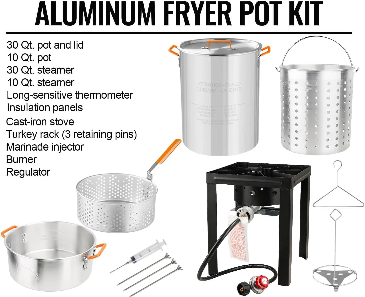 AiYCHEN Propane Outdoor Turkey Fryer, 30 & 10 Quart Aluminum Seafood Boiler Steamer Kit Crawfish Fish Fryer, 55,000 BTU