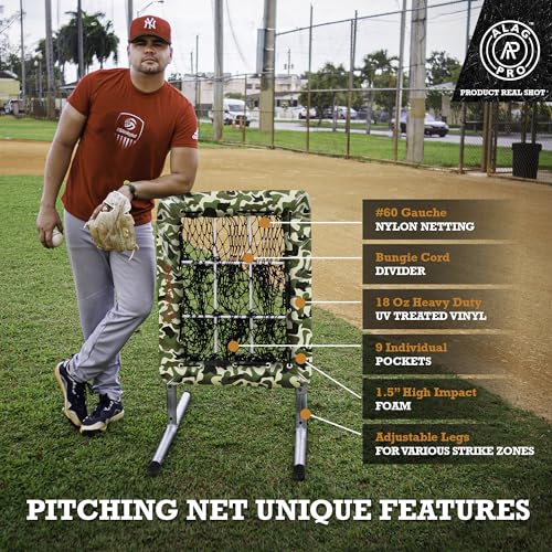 ALAGPRO® The Original 9 Hole Pitching Net with Strike Zone Pocket | Pitching Target for Baseball & Softball Pitchers