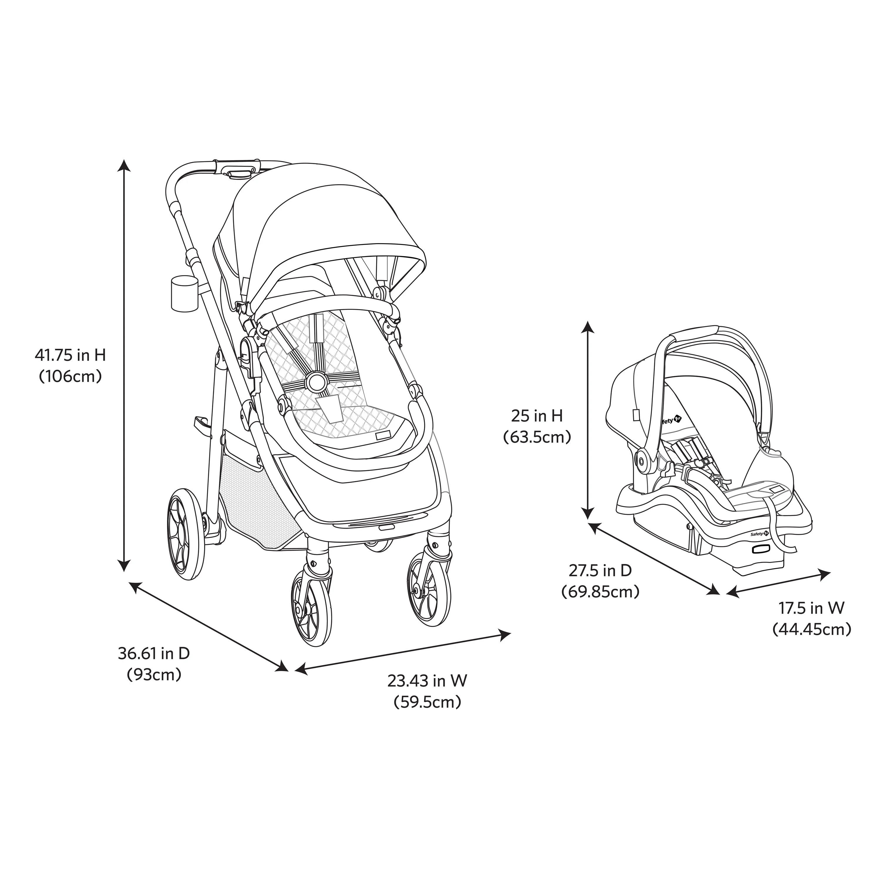 Monbebe Lynx 6 in 1 Modular Travel System Stroller and Infant Car Seat, Leaf