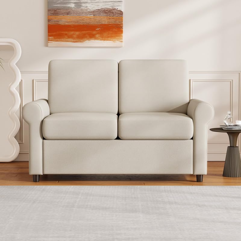 Pull Out Sofa Bed, 2 in 1 Pull Out Couch Sleeper Sofa Bed Couch with Twin Size Mattress Pad & 2 USB Ports, Convertible Sofa Couch Loveseat Sleeper for Living Room, Bedroom, Small Space, Grey