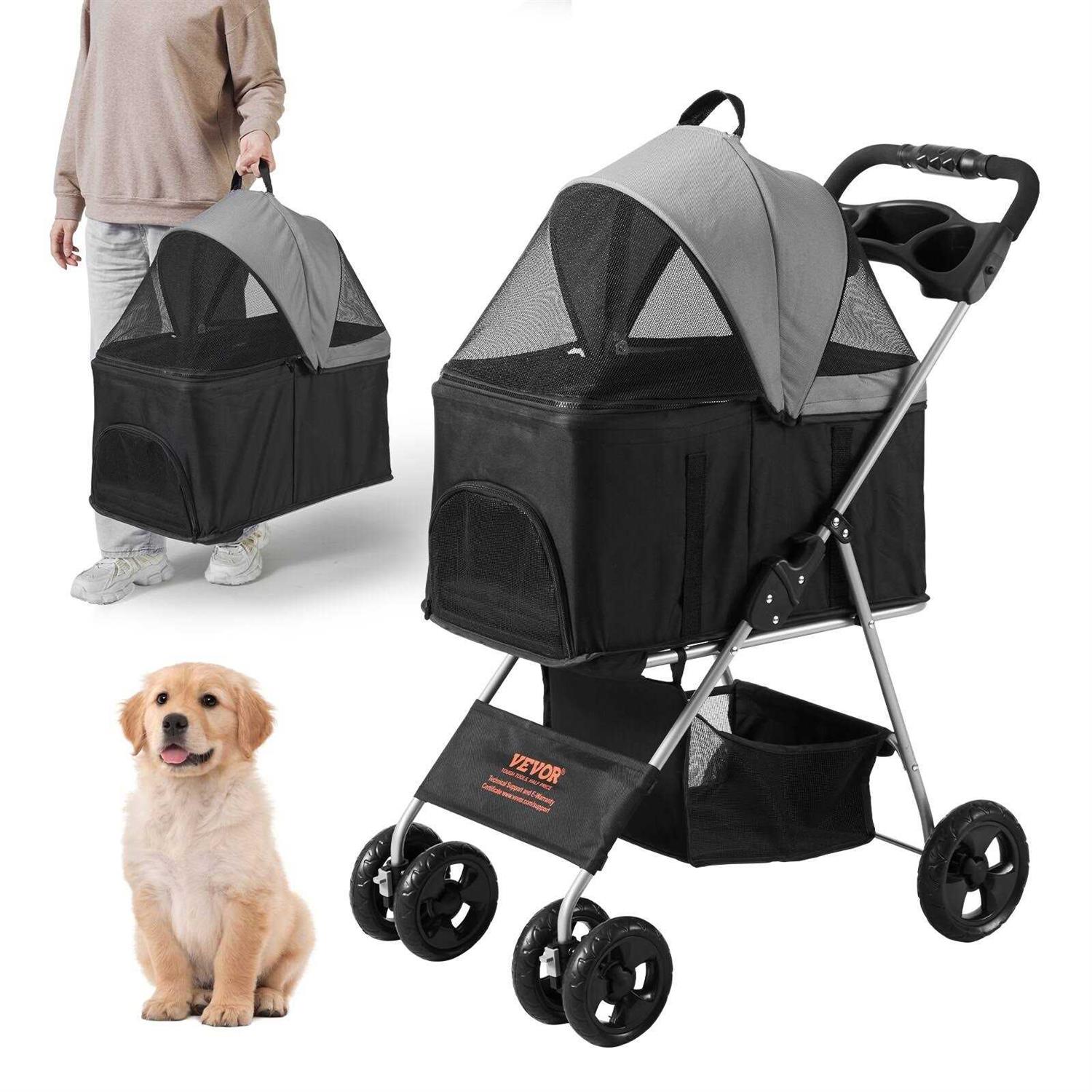 VEVOR Pet Stroller 4 Wheels Dog Stroller Rotate with Brakes - Pet Supplies online store