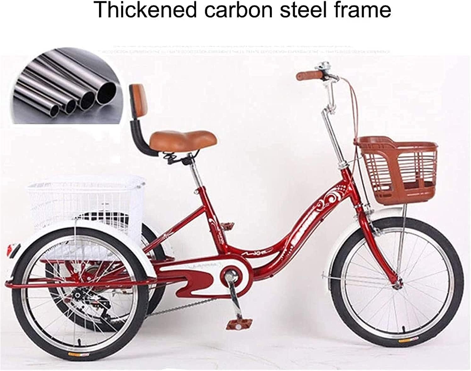 Adult Tricycle - 3 Wheel Bikes for Adults Shopping Adult Tricycles Single Speed for Adult Trikes 20 Inch 3 Wheel Bikes Three-Wheeled Bicycles with Shopping Basket for Seniors, Women