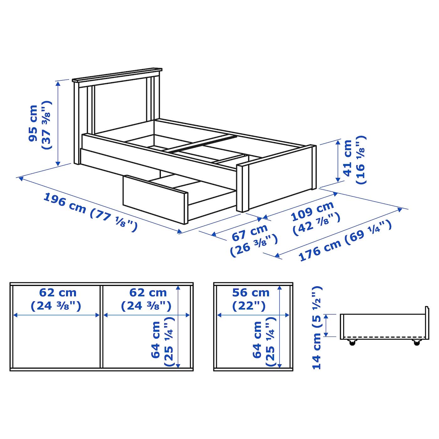 IKEA - SONGESAND Bed Frame with 2 Storage Boxes, White, Twin