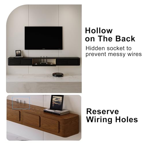 Wooden Floating TV Unit, Floating TV Stands for Living Room, Media Console Cabinet for Under TV Storage, Entertainment Center (Color : Brown 158cm/62in)