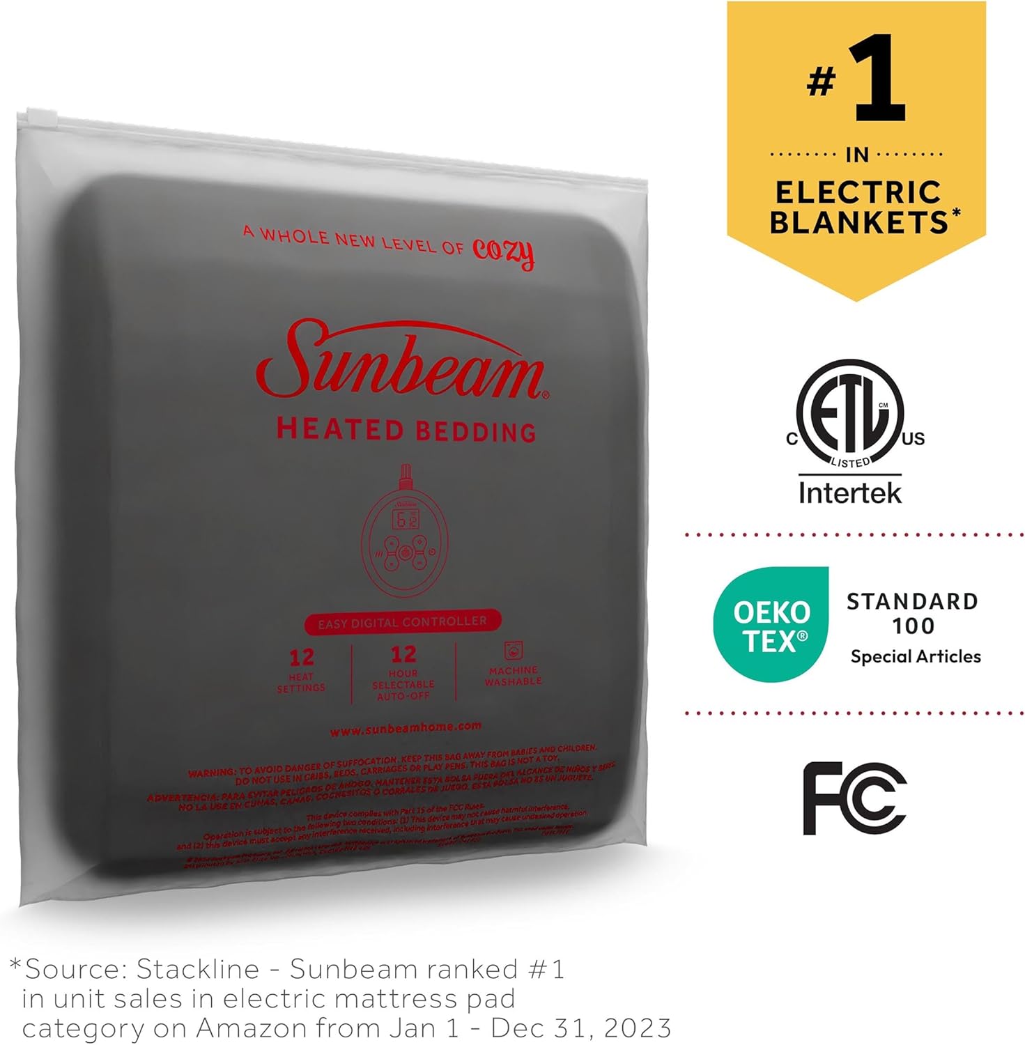 Sunbeam Royal Posh Champagne Heated Blanket - Twin