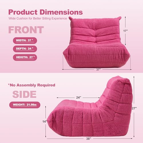 Bean Bag Chair Big Sofa Beanbag Chair for Adults Fireside Chair Bean Bag Lounger with Memory Foam Filled for Home,Apartment or Gaming Venue(Black Plush)