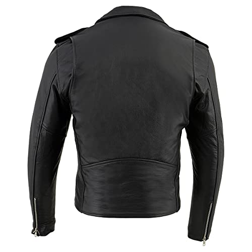 Milwaukee Leather LKM1781 Men's The Legend Classic Police Style Black Leather Motorcycle Jacket w/Quilted Liner