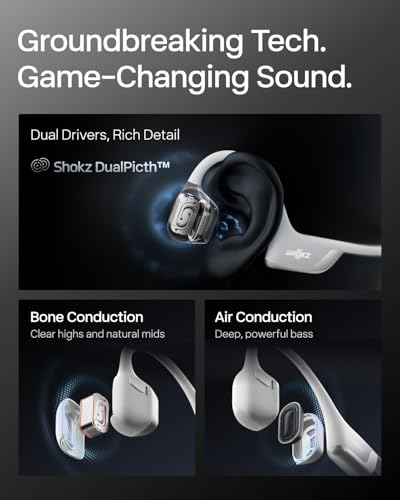 SHOKZ New OpenRun Pro 2 - Open-Ear, Bone Conduction Sport Headphones - with Reflective Strip - Sweat Resistant, Workout Headphones - Secure, Wireless, Comfortable Fit-Deep Bass and Smart Mic App