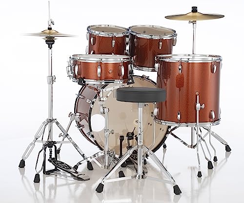 Pearl Roadshow Drum Set 4-Piece Complete Kit with Cymbals and Stands, Charcoal Metallic (RS584C/C706)