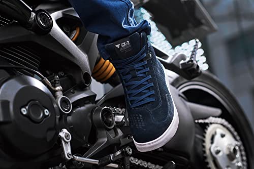 SHIMA SX-2 EVO Men's Motorcycle Shoes/Boots: Reinforced Leather, 4 Colors, TPU & ArmorPlus Ankle Safety, Breathable Suede & 3D Mesh, Anti-Slip Sole