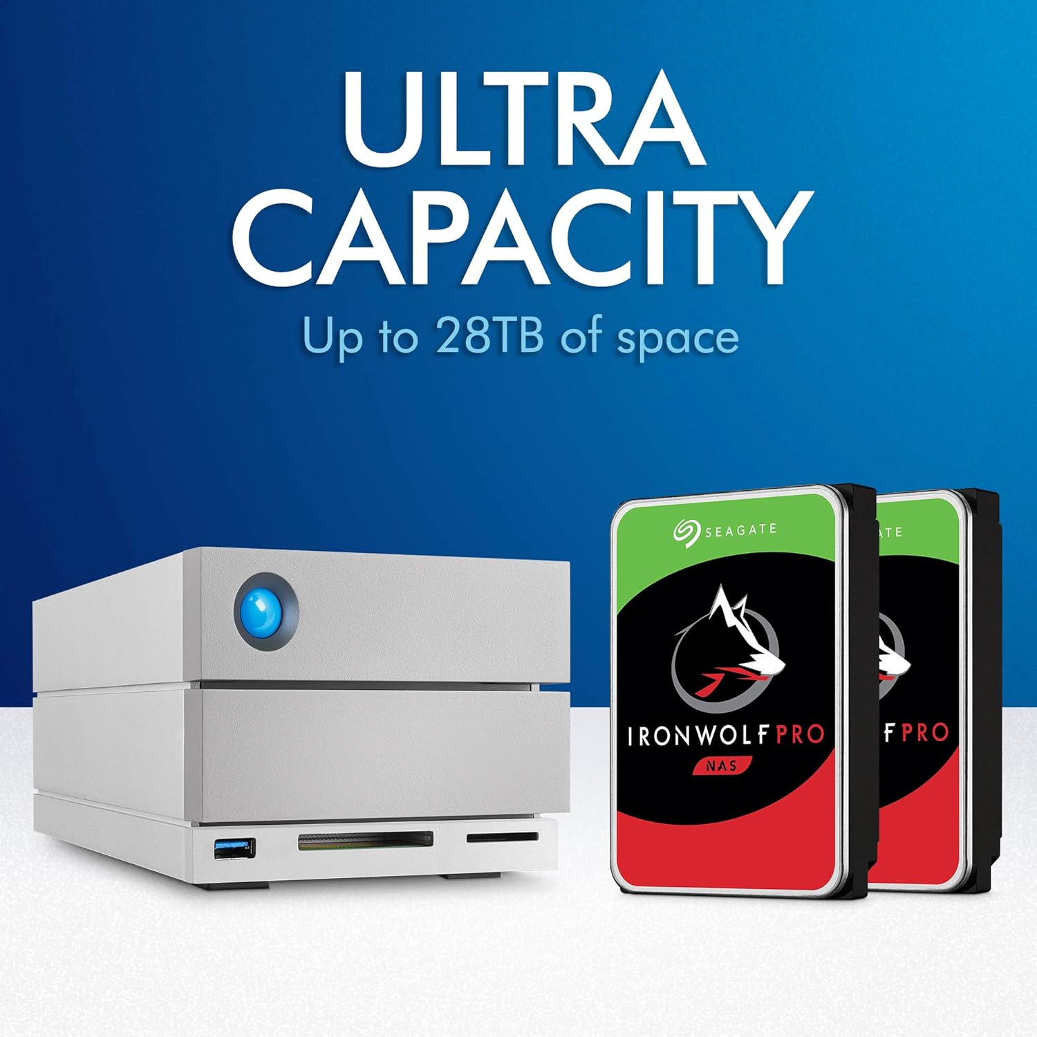 LaCie 2big Dock RAID 8TB External RAID Hard Drive HDD with SD Card CF Card Slots, for Mac and PC Desktop Data Redundancy Thunderbolt 3 USB-C USB 3.0, 1 Month Adobe CC, Data Recovery (STGB8000400)