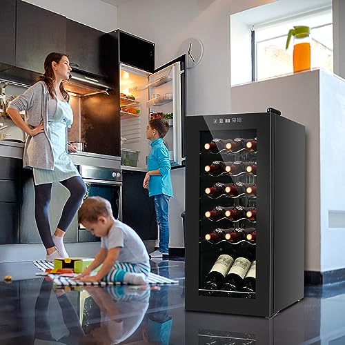 LEADZM 18/28 Bottle Freestanding Wine Fridge, Compressor Wine Cooler Refrigerator, Mini Wine Cellar