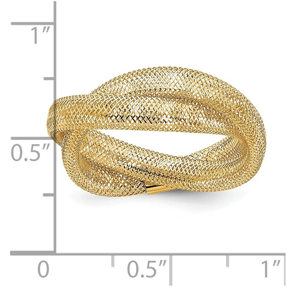 14k Gold Twisted Woven Mesh Stretch Ring Size 7.00 Measures 8mm Wide Jewelry Gifts for Women