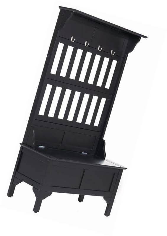 Home Styles Hall Tree u0026 Storage Bench (Black)