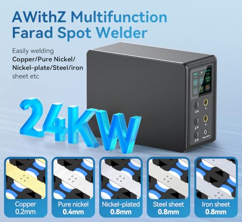 14.6 KW Capacitor Battery Spot Welder, AWithZ Spot Welder, 2-in-1 Automatic & Foot Pedal Two Modes Battery Farad Welding Equipment for 18650/LiFePO4 Lithium Battery Pack Building (P20B)