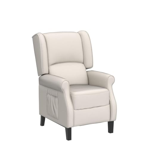 LEISLAND Wingback Recliner Chair for Living Room, Fabric Recliner Chair with Heat and Massage, Tufted Armchair for Reading and Napping,Beige