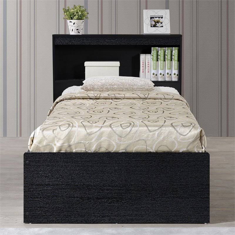 Pemberly Row Twin Captain Storage Bed with 3 Drawers in Black