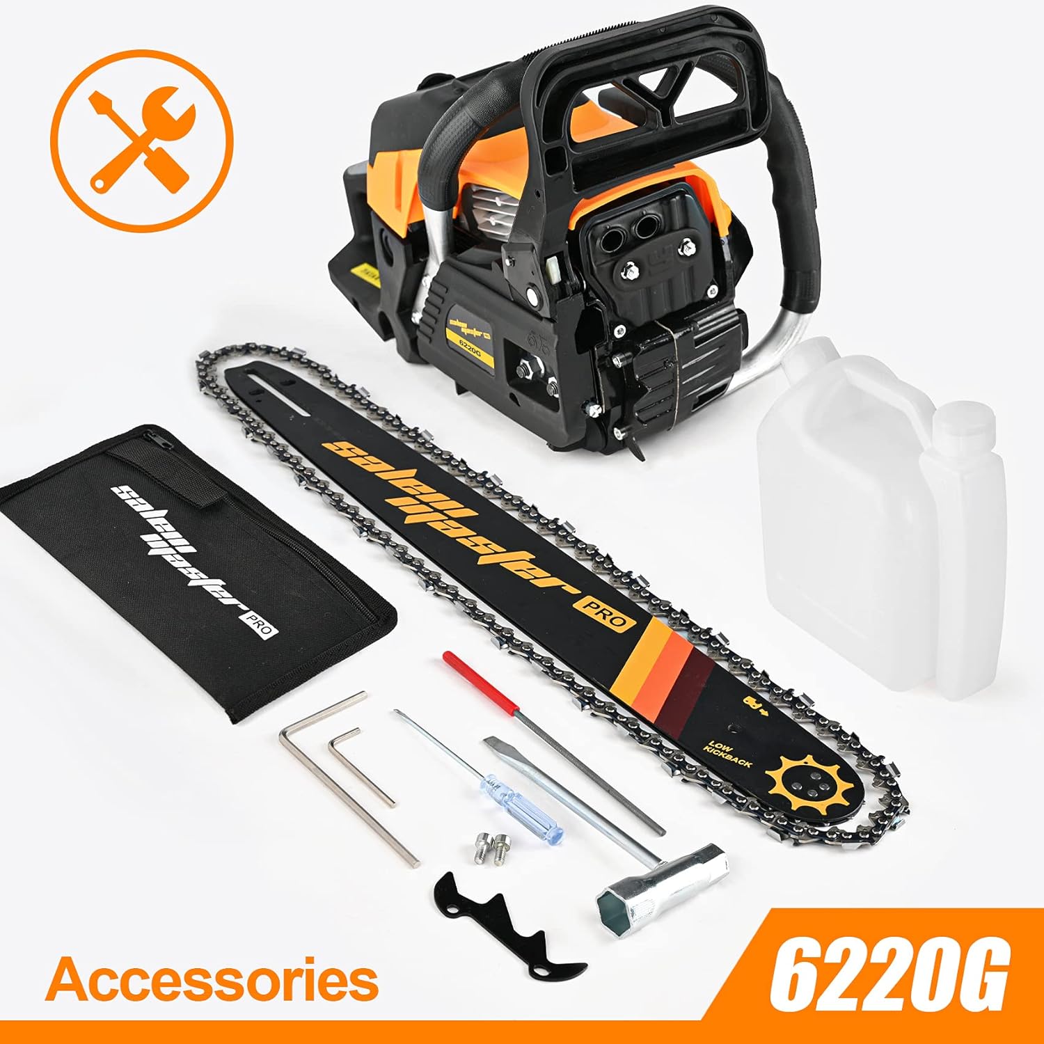 SALEM MASTER Gas Chainsaw 20-Inch Powered Chain Saws 62CC 6220G Petrol Chainsaw 2-Cycle for Trees and Wood Cutting