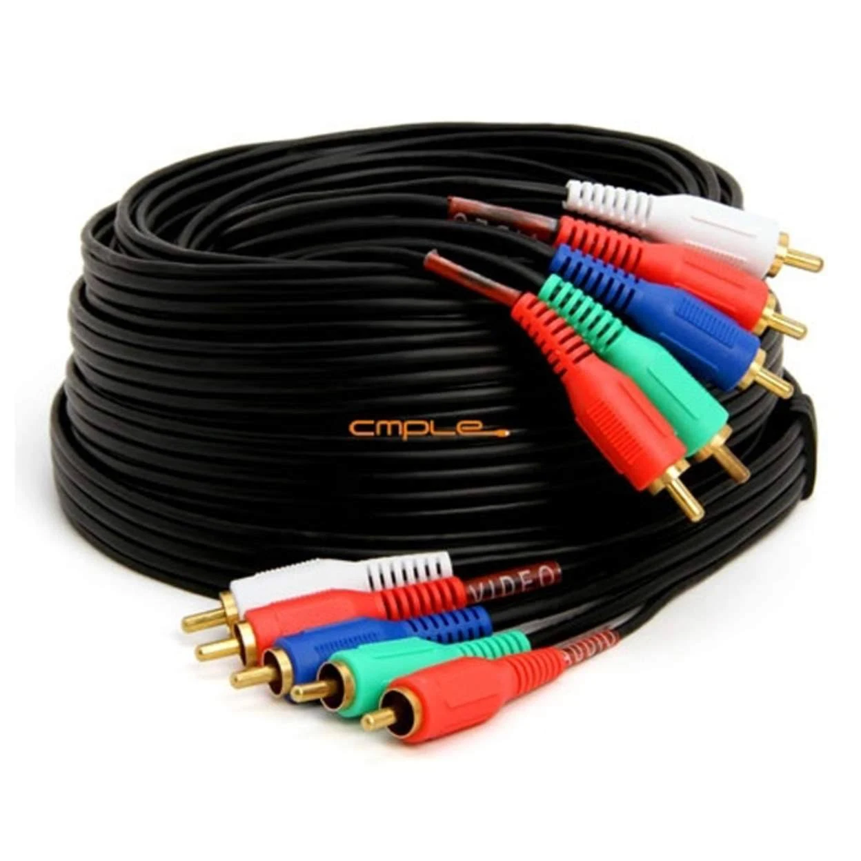 Cmple - Component Video Audio Cable 5-rca Gold HDTV RGB YPbPr -25 ft