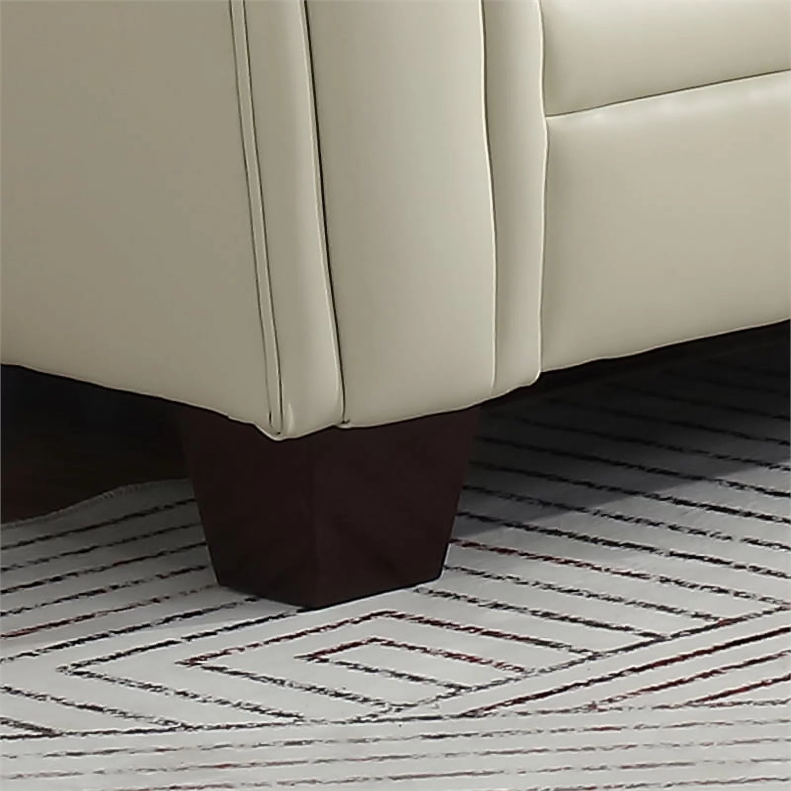 Daily Tufted Leather Sofa In Ivory