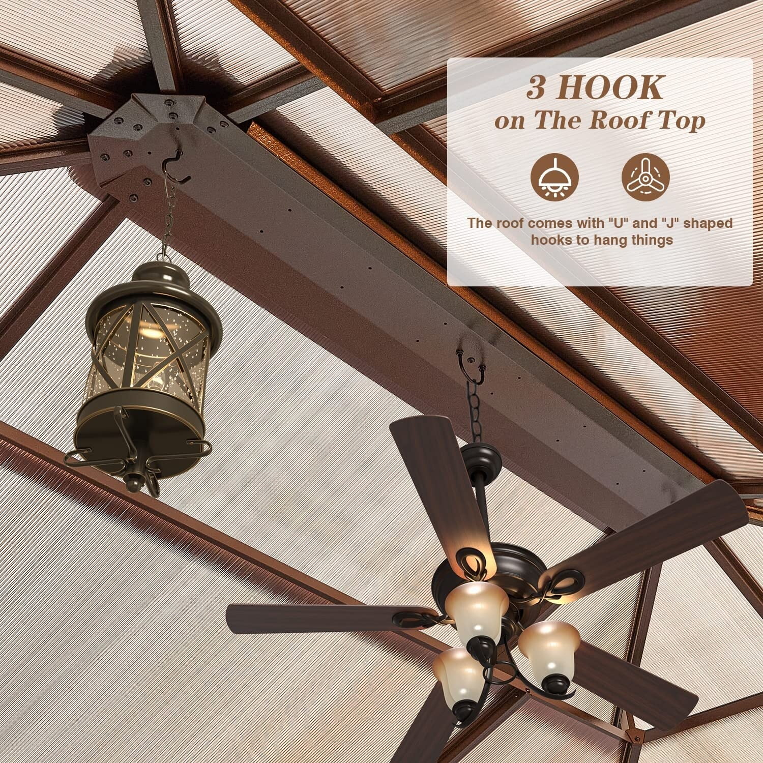 EROMMY Outdoor Double Roof Permanent Hardtop Gazebo Pergola with Prime Netting and Curtains Single Roof 10'x12'