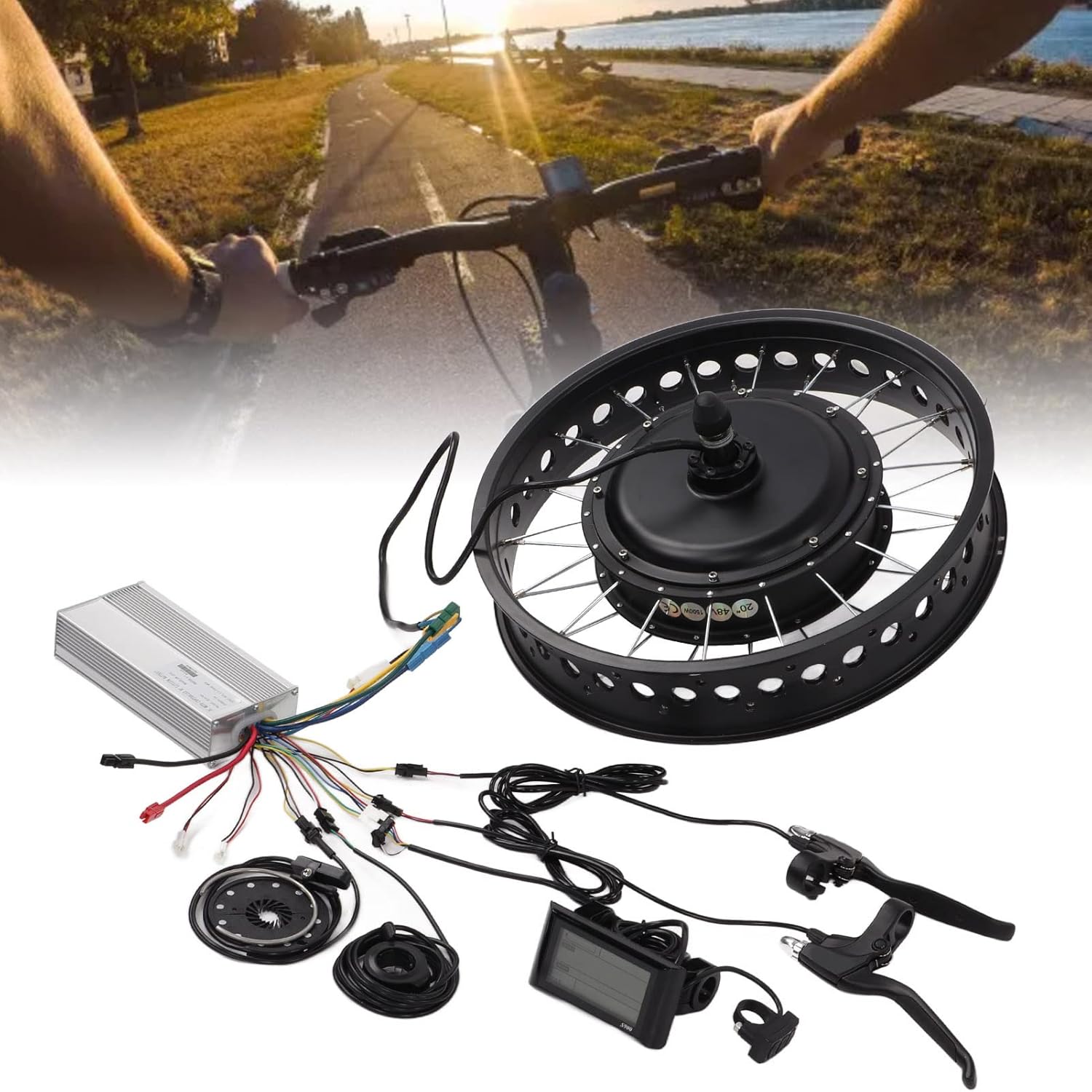 48V 1500W Electric Bike Conversion Kit, 20 Inch Rear Wheel, Electric Bike Hub Motor Kit with Controller