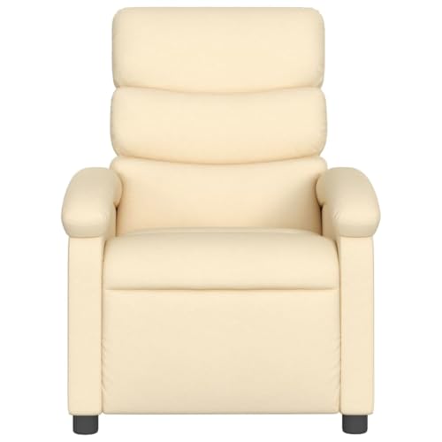 Recliner Chair Cream Fabric,Cozy Recliner Chair with Manual Adjustment & Comfortable Fabric Upholstery Living Room Furniture, Chaise Lounges