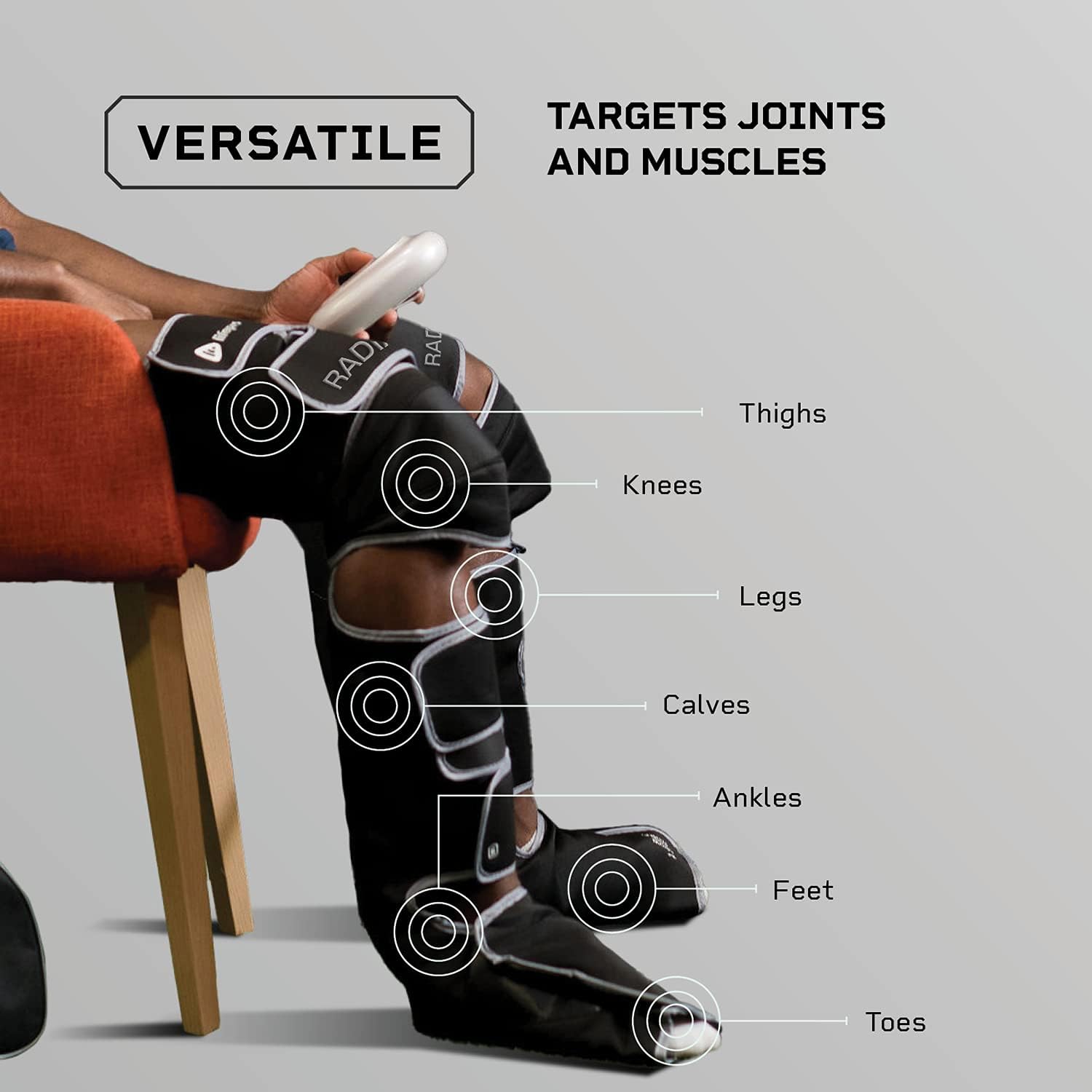 Lifepro Radiate Plus Thigh, 3 Massage Modes - Calf and Foot Massager Machine Extra Wide - Leg Compression Massager - Heated Knee Pain Relief, Poor Circulation, Vein Support - Remote Control
