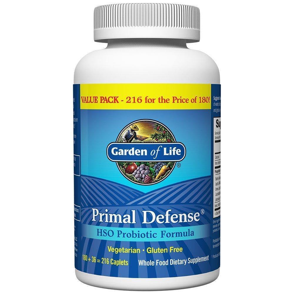 Garden of Life Whole Food Probiotic Supplement - Primal Defense HSO Probiotic Formula Dietary Supplement, 216 Vegetarian Caplets