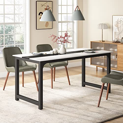 Tribesigns Modern Computer Desk, 63 x 31.5 inch Large Executive Office Desk Computer Table Study Writing Desk Workstation for Home Office, Spliced Desktop, White