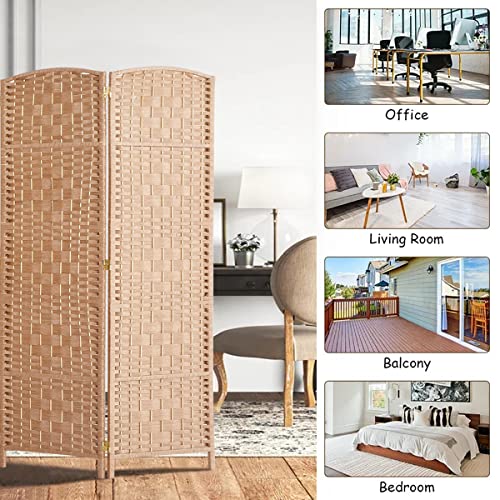 Rose Home Fashion Room Divider, Room Dividers and Folding Privacy Screens, 16" Privacy Screen 8 Panel Room Divider Wall Partition Room Dividers,6 ft.Tall Panle Screen Portable, Light Beige