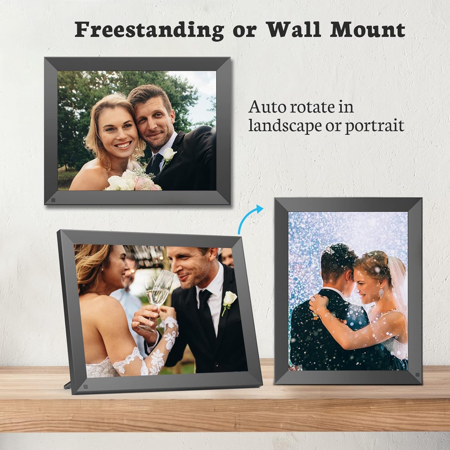 BSIMB Digital Picture Frame IPS Display, Wall-Mountable Electric Photo Frame with Remote Control, Place in Landscape&Portrait, Gift for Mother's Day