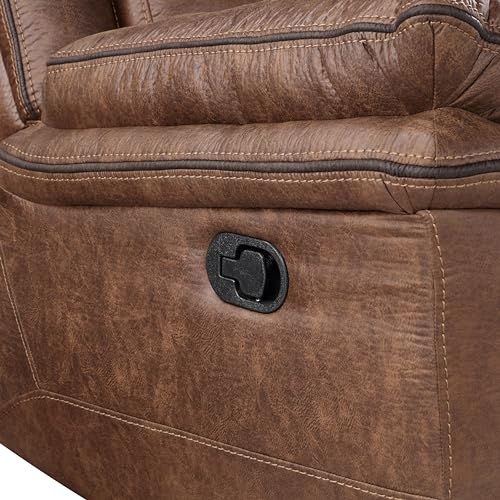 New Classic Furniture Ryland Polyester Manual Sofa with Dual Recliner, Brown