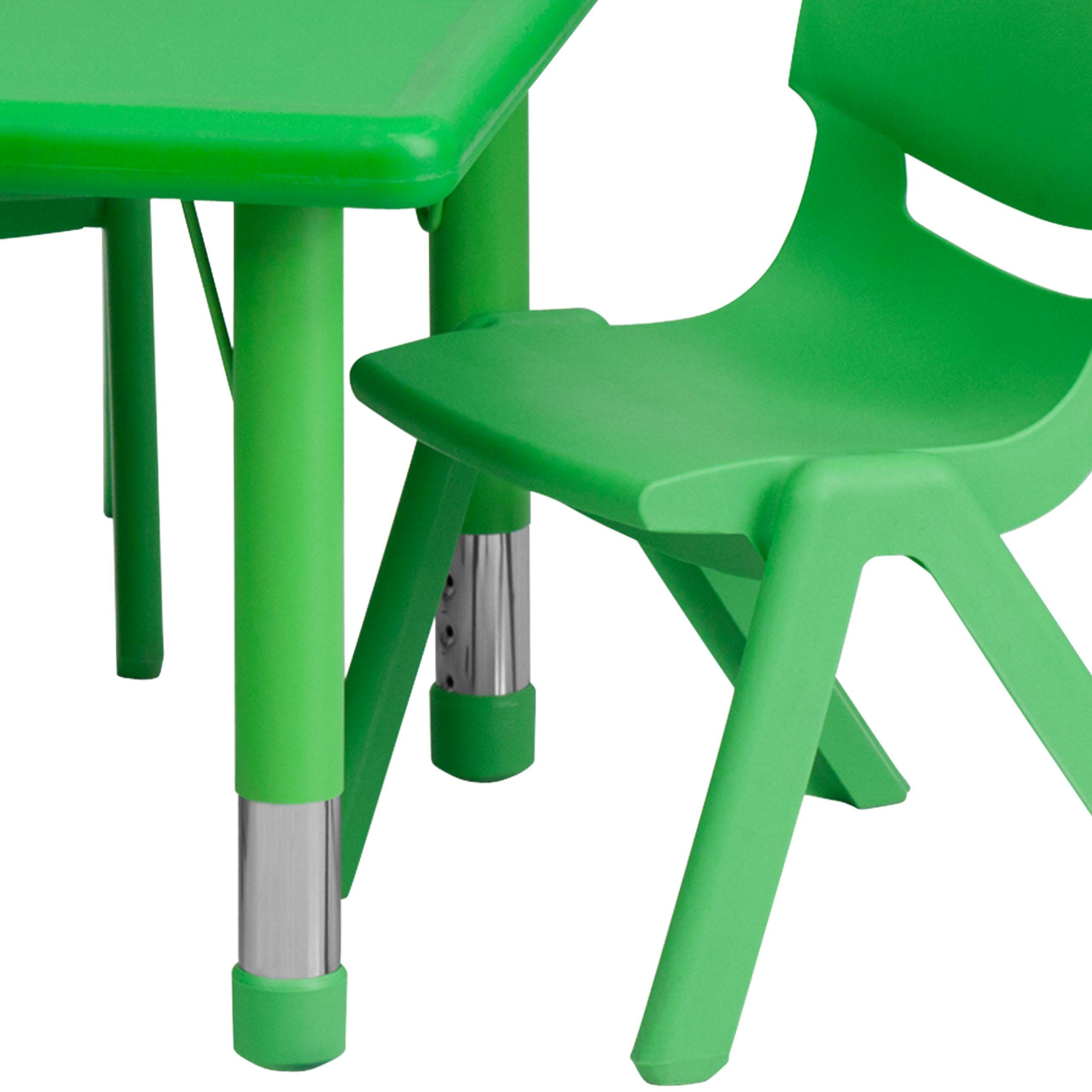 Flash Furniture 24&&W x 48&&l Rectangular Green Plastic Height Adjustable Activity Table Set with 4 Chairs