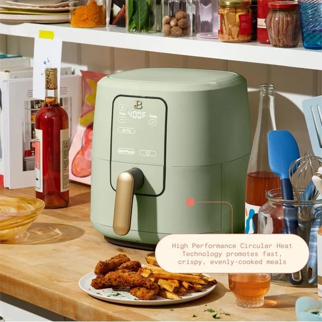 Beautiful 6 Qt Air Fryer with TurboCrisp Technology and Touch-Activated Display, 4 Preset Functions Air fry, Roast, Reheat & Dehydrate, White Icing by Drew Barrymore