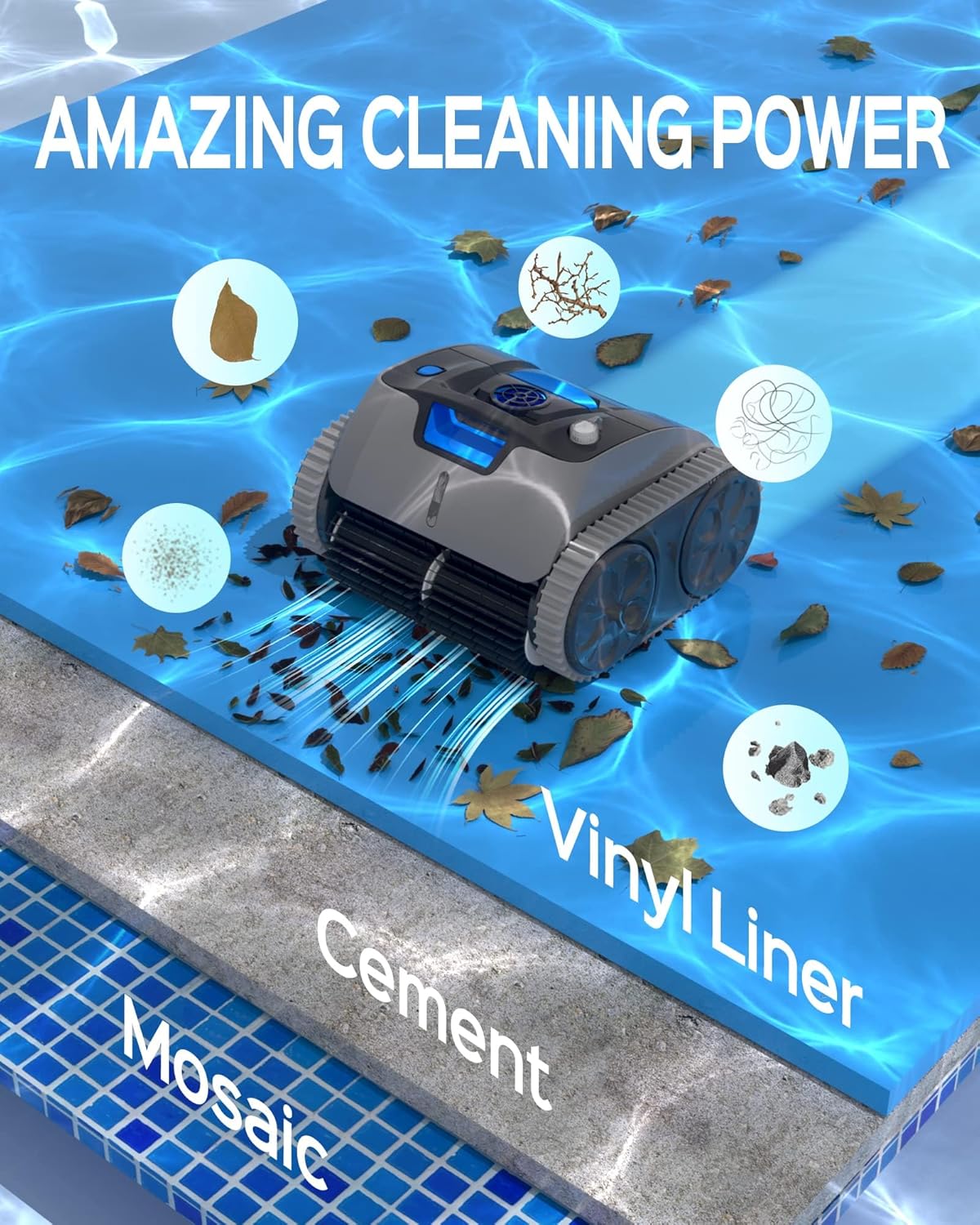 WYBOT Wall Climbing Robotic Pool Cleaner with APP, Excellent Suction Power, Smart Navigation Technology, 15000mAH Large Battery, LED Indicator, Automatic Pool Vacuum for Inground Pools- Osprey 700 Max
