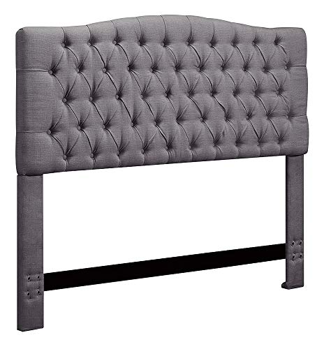 Elle Decor Celeste Tufted Upholstered Padded Headboard with Contemporary Button Tufting, Soft Linen-Textured Fabric, King Size, Beige Weave